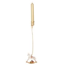 Artikel Weihnachtsbaumkerzenhalter Schaukelpferd 20 cm Gold Transparent 3 Stück