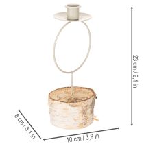 Artikel Kerzenhalter Birkenholz mit Metallring 20 cm weiß