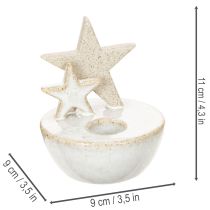 Artikel Kerzenhalter Sterne Keramik 11cm Weiß-Grau 2er-Set Innenbereich