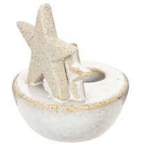 Artikel Kerzenhalter Sterne Keramik 11cm Weiß-Grau 2er-Set Innenbereich