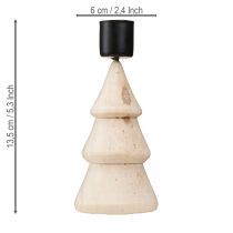 Artikel Stabkerzenhalter Tannenbaum Holz Natur H13cm 4er Set als Weihnachtsdeko