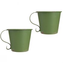 Artikel Metall Stabkerzenhalter Grün im Teetassen-Design Ø7cm Tischdeko 2er Set