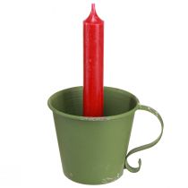 Artikel Grüner Metall Stabkerzenhalter im Vintage Tassen-Design Ø9,5cm H8cm 3er-Set