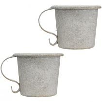 Artikel Metall Tassen-Kerzenhalter Grau Vintage-Look Ø7cm H6cm 2er Set