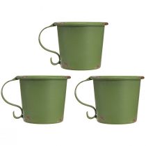 Artikel Grüner Metall Stabkerzenhalter im Vintage Tassen-Design Ø9,5cm H8cm 3er-Set
