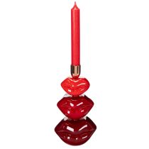 Artikel Kerzenständer Polyresin Lippenform 21cm Rot/Gold für Innenbereich