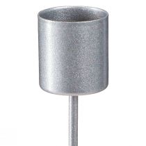 Artikel Stabkerzenhalter Steckfunktion Silbergrau Ø2,5cm H11cm - Dekorativ & Funktional 16 Stück