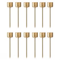 Artikel 12er Set Stabkerzenhalter Mattgold, 22mm Ø, H10,5cm, perfekt für Dekoration & Events