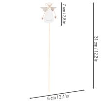 Artikel Dekostecker Holzengel 31cm Schutzengel Figur mit farbigen Flügeln 12St Innenbereich