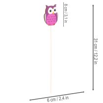 Artikel Pflanzenstecker Eule aus Holz 31cm farbig sortiert 12 Stück