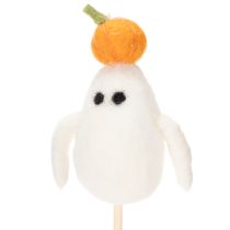 Artikel Geisterfiguren auf Holzstab 54cm Weiß Orange Halloween 8 Stück