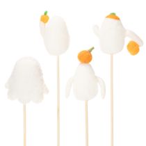 Artikel Geisterfiguren auf Holzstab 54cm Weiß Orange Halloween 8 Stück