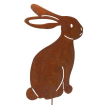 Artikel Gartenstecker Hase 100cm aus Metall mit Rostoptik für Beete und Deko im Set