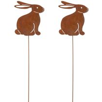 Artikel Gartenstecker Hase 100cm aus Metall mit Rostoptik für Beete und Deko im Set