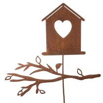 Artikel Metall Gartenstecker Rostoptik 100 cm Vogelhaus mit Herz und Zweig