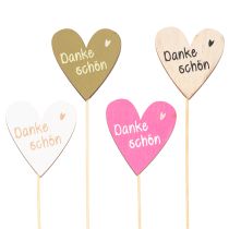 Artikel Dekostecker Herz Holz 31cm Danke-Schön Aufdruck 12 Stück