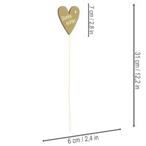 Artikel Dekostecker Herz Holz 31cm Danke-Schön Aufdruck 12 Stück