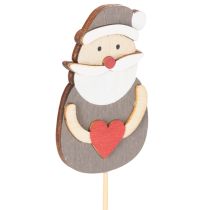 Artikel Dekostecker Weihnachtsmann Holz 31cm Rot Weiß Grau 12 Stück Innenbereich