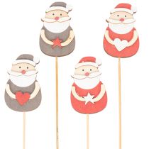 Artikel Dekostecker Weihnachtsmann Holz 31cm Rot Weiß Grau 12 Stück Innenbereich