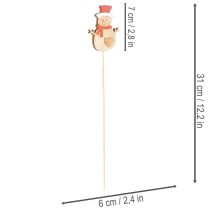 Artikel Holzstecker Schneemann 31cm bunt natur 12er-Set für Blumengestecke und Innenraumdeko