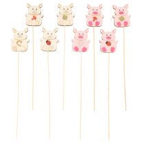 Artikel Dekostecker Holz Schweinchen 31cm 16-teilig mehrfarbig