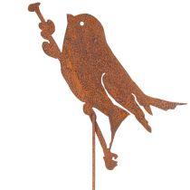 Artikel Gartenstecker Vogel Edelrost Metall 52cm Braun