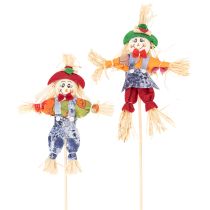 Artikel Blumenstecker Vogelscheuchen aus Holz und Stoff 37cm 6er-Set für Dekoration