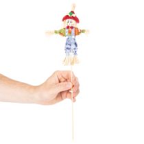 Artikel Blumenstecker Vogelscheuchen aus Holz und Stoff 37cm 6er-Set für Dekoration