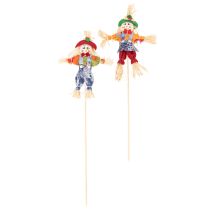 Artikel Blumenstecker Vogelscheuchen aus Holz und Stoff 37cm 6er-Set für Dekoration