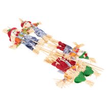 Artikel Blumenstecker Vogelscheuchen aus Holz und Stoff 37cm 6er-Set für Dekoration