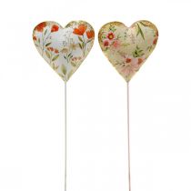 Blumenstecker Herz Dekostecker Herz Blumen 8×1,5×8cm 4St