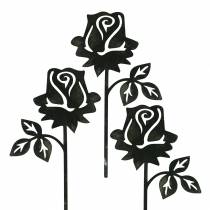 Artikel Metallstecker Rose Silber-Grau, Weiß gewaschen Metall 20cm × 11,5cm 8 St