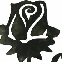 Artikel Metallstecker Rose Silber-Grau, Weiß gewaschen Metall 20cm × 11,5cm 8 St