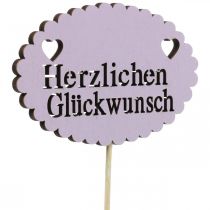 Artikel Blumenstecker Schriftzug, Strauß Deko Herzlichen Glückwunsch 9cm 18 St