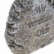 Grabschmuck Engelsflügel und Spruch Kunststein Grau 13cm 3St