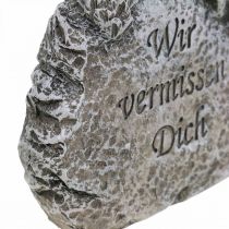 Artikel Grabschmuck Engelsflügel und Spruch Kunststein Grau 13cm 3St