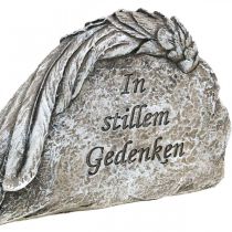 Grabschmuck Engelsflügel mit Spruch Kunststein Grau 16cm 4St