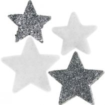 Streudeko Weihnachten Sterne Grau/Schwarz Ø4/5cm 40St