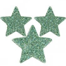 Streudeko Weihnachten Sterne, Streusterne Glitter Grün Ø4/5cm 40St