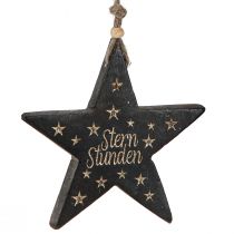 Artikel Schwarzer Weihnachtsstern Holzdekor 'Sternstunden' Goldakzente 4er-Set 14cm