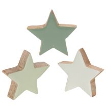 Artikel Holzstern-Set 5 cm, 9 Stück, Mintgrün und Weiß, Dekoration
