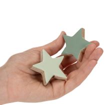 Artikel Holzstern-Set 5 cm, 9 Stück, Mintgrün und Weiß, Dekoration
