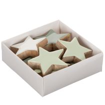 Artikel Holzstern-Set 5 cm, 9 Stück, Mintgrün und Weiß, Dekoration