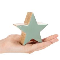Artikel Deko-Holzstern Set 3-teilig 10cm Mintgrün Weiß