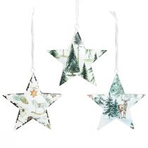 Artikel Sternanhänger mit weihnachtlichen Motiven, Christbaumschmuck Ø8cm, Metall, Set 6 St.