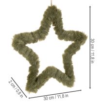 Artikel Stern Hängedekoration Kunstfell Grün 30cm 3er-Set