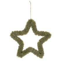 Artikel Stern Hängedekoration Kunstfell Grün 30cm 3er-Set