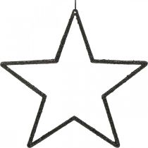 Artikel Weihnachtsdeko Stern Anhänger Schwarz Glitter 17,5cm 9 St