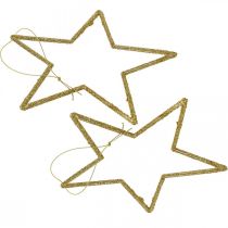 Artikel Weihnachtsdeko Stern Anhänger Golden Glitter 12cm 12St