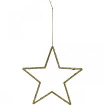 Artikel Weihnachtsdeko Stern Anhänger Golden Glitter 17,5cm 9St